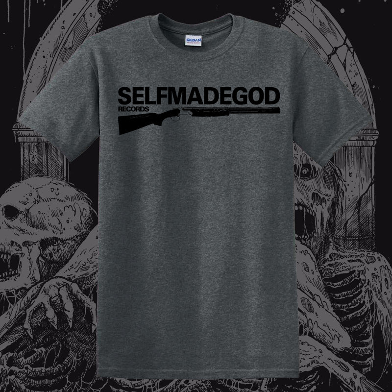 SELFMADEGOD RECORDS - Black Logo T-SHIRT (DARK HEATHER)